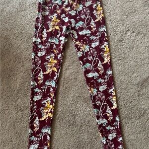 LuLaRoe Burgundy and Cream Leggings